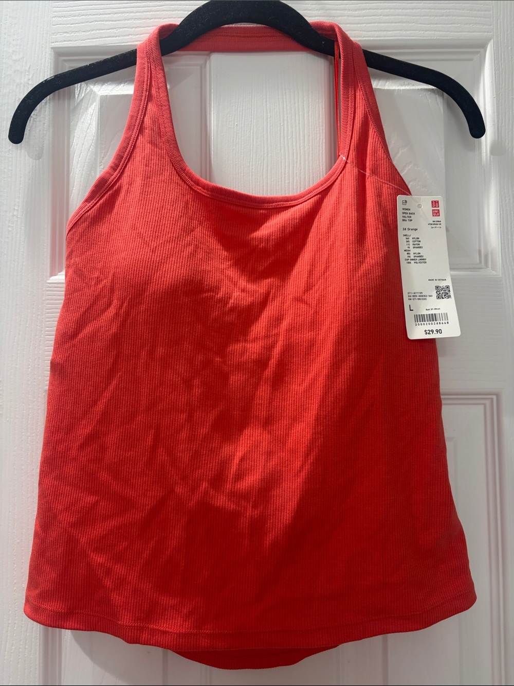 UNIQLO Coral-Red Ribbed Tank Top
